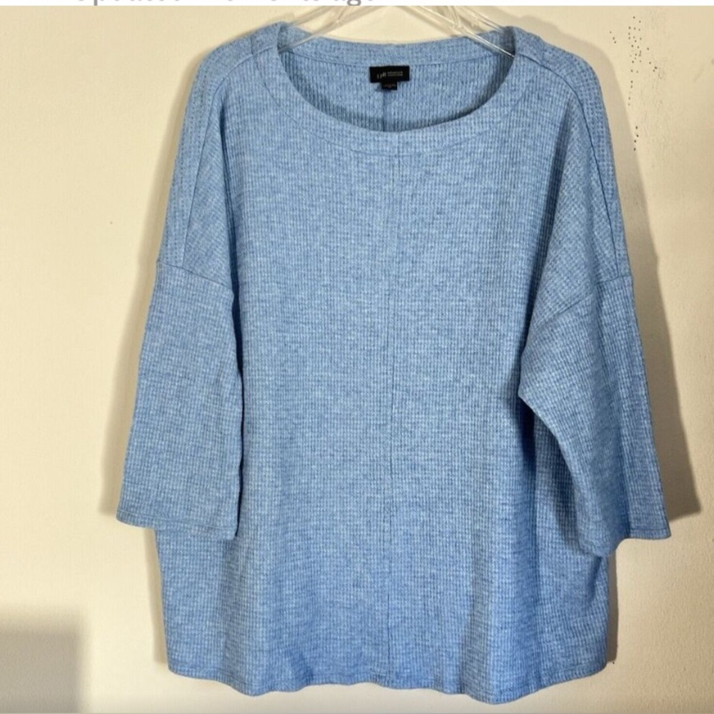 J. Jill Plus Size 2X 3/4 Sleeve Sky Blue Textured Blouse